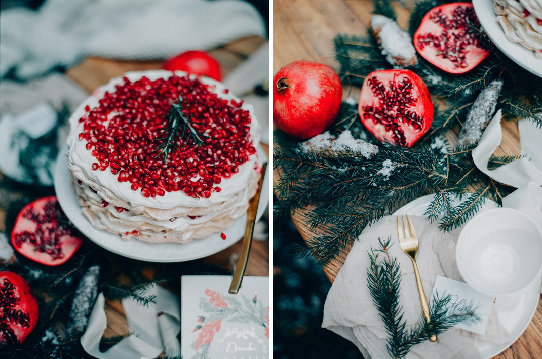 Silvia Fischer. Echte Kuchenliebe. Granatapfel Pavlova Baiser-Torte